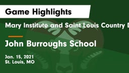 Mary Institute and Saint Louis Country Day School vs John Burroughs School Game Highlights - Jan. 15, 2021