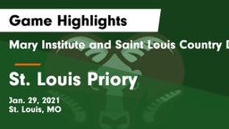 Mary Institute and Saint Louis Country Day School vs St. Louis Priory  Game Highlights - Jan. 29, 2021