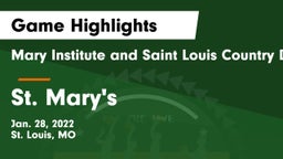 Mary Institute and Saint Louis Country Day School vs St. Mary's  Game Highlights - Jan. 28, 2022