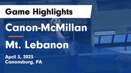 Canon-McMillan  vs Mt. Lebanon Game Highlights - April 3, 2023