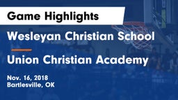Wesleyan Christian School vs Union Christian Academy Game Highlights - Nov. 16, 2018