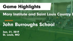 Mary Institute and Saint Louis Country Day School vs John Burroughs School Game Highlights - Jan. 21, 2019