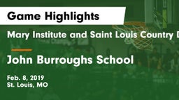 Mary Institute and Saint Louis Country Day School vs John Burroughs School Game Highlights - Feb. 8, 2019