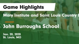 Mary Institute and Saint Louis Country Day School vs John Burroughs School Game Highlights - Jan. 20, 2020
