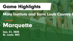 Mary Institute and Saint Louis Country Day School vs Marquette  Game Highlights - Jan. 31, 2020