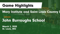 Mary Institute and Saint Louis Country Day School vs John Burroughs School Game Highlights - March 2, 2020