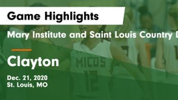 Mary Institute and Saint Louis Country Day School vs Clayton  Game Highlights - Dec. 21, 2020