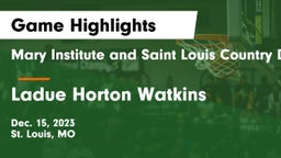 Mary Institute and Saint Louis Country Day School vs Ladue Horton Watkins  Game Highlights - Dec. 15, 2023