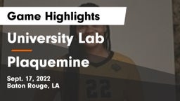 University Lab  vs Plaquemine  Game Highlights - Sept. 17, 2022