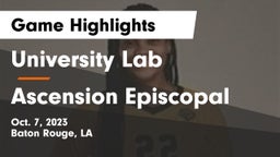 University Lab  vs Ascension Episcopal  Game Highlights - Oct. 7, 2023