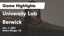 University Lab  vs Berwick  Game Highlights - Oct. 7, 2023