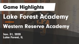 Lake Forest Academy  vs Western Reserve Academy Game Highlights - Jan. 31, 2020