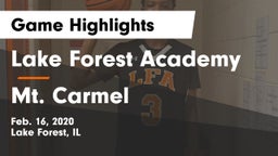 Lake Forest Academy  vs Mt. Carmel  Game Highlights - Feb. 16, 2020