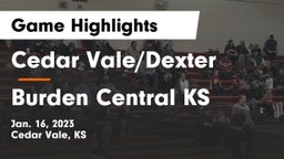 Cedar Vale/Dexter  vs Burden Central  KS Game Highlights - Jan. 16, 2023