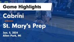 Cabrini  vs St. Mary's Prep Game Highlights - Jan. 5, 2024