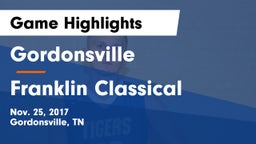 Gordonsville  vs Franklin Classical Game Highlights - Nov. 25, 2017