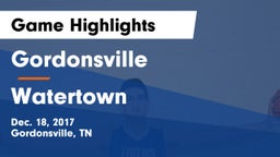 Gordonsville  vs Watertown  Game Highlights - Dec. 18, 2017