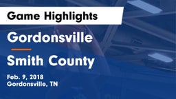 Gordonsville  vs Smith County  Game Highlights - Feb. 9, 2018