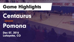 Centaurus  vs Pomona  Game Highlights - Dec 07, 2016