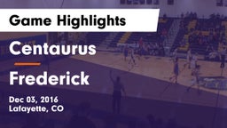Centaurus  vs Frederick Game Highlights - Dec 03, 2016
