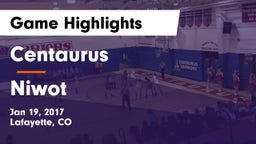 Centaurus  vs Niwot  Game Highlights - Jan 19, 2017