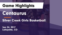 Centaurus  vs Silver Creek Girls Basketball Game Highlights - Jan 24, 2017