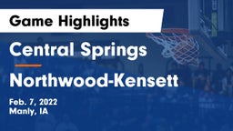 Central Springs  vs Northwood-Kensett  Game Highlights - Feb. 7, 2022