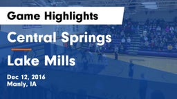 Central Springs  vs Lake Mills  Game Highlights - Dec 12, 2016