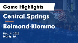 Central Springs  vs Belmond-Klemme  Game Highlights - Dec. 4, 2023