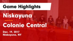 Niskayuna  vs Colonie Central  Game Highlights - Dec. 19, 2017