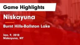 Niskayuna  vs Burnt Hills-Ballston Lake  Game Highlights - Jan. 9, 2018