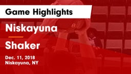 Niskayuna  vs Shaker  Game Highlights - Dec. 11, 2018