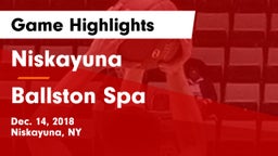 Niskayuna  vs Ballston Spa  Game Highlights - Dec. 14, 2018