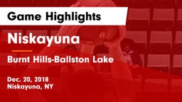 Niskayuna  vs Burnt Hills-Ballston Lake  Game Highlights - Dec. 20, 2018