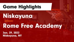 Niskayuna  vs Rome Free Academy  Game Highlights - Jan. 29, 2022