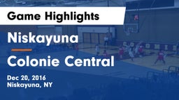 Niskayuna  vs Colonie Central  Game Highlights - Dec 20, 2016