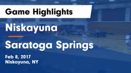 Niskayuna  vs Saratoga Springs  Game Highlights - Feb 8, 2017