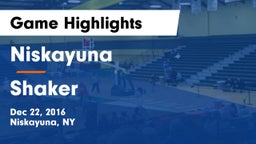 Niskayuna  vs Shaker Game Highlights - Dec 22, 2016