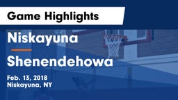 Niskayuna  vs Shenendehowa  Game Highlights - Feb. 13, 2018