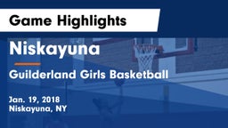 Niskayuna  vs Guilderland Girls Basketball Game Highlights - Jan. 19, 2018