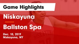 Niskayuna  vs Ballston Spa  Game Highlights - Dec. 10, 2019