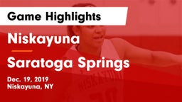 Niskayuna  vs Saratoga Springs  Game Highlights - Dec. 19, 2019