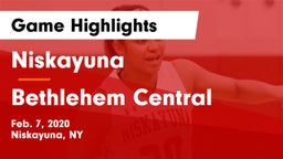 Niskayuna  vs Bethlehem Central  Game Highlights - Feb. 7, 2020