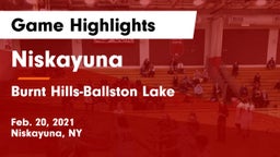 Niskayuna  vs Burnt Hills-Ballston Lake  Game Highlights - Feb. 20, 2021