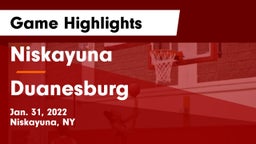 Niskayuna  vs Duanesburg  Game Highlights - Jan. 31, 2022