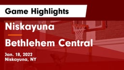Niskayuna  vs Bethlehem Central  Game Highlights - Jan. 18, 2022
