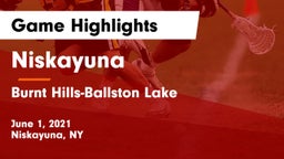 Niskayuna  vs Burnt Hills-Ballston Lake  Game Highlights - June 1, 2021