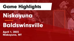 Niskayuna  vs Baldswinsville Game Highlights - April 1, 2023