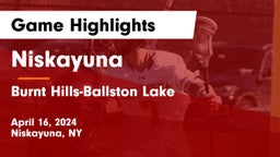 Niskayuna  vs Burnt Hills-Ballston Lake  Game Highlights - April 16, 2024