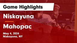 Niskayuna  vs Mahopac  Game Highlights - May 4, 2024
